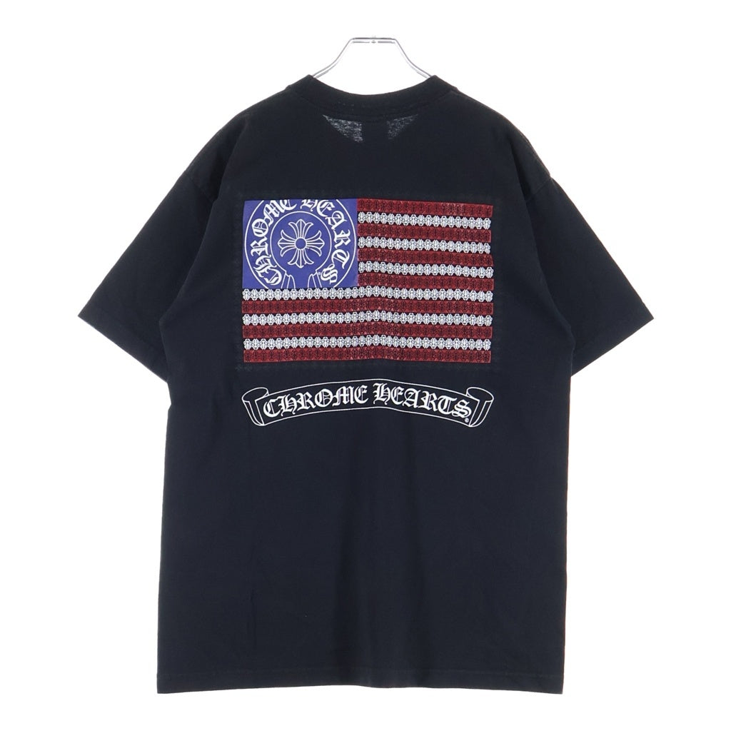 CHROME HEARTS(クロムハーツ) OLD CH T-SHRT 1 バックアメリカンフラッグプリント 半袖Tシャツ ブラック