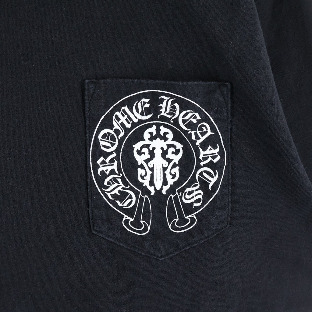 CHROME HEARTS(クロムハーツ) OLD CH T-SHRT 1 バックアメリカンフラッグプリント 半袖Tシャツ ブラック