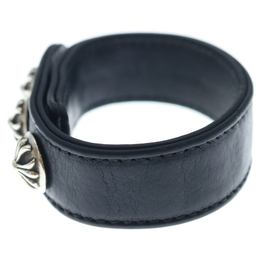 CHROME HEARTS(クロムハーツ) 3BTN 2SNP クロスボール 3ボタン2スナップ レザーブレスレット ブラック/シルバー BCA123