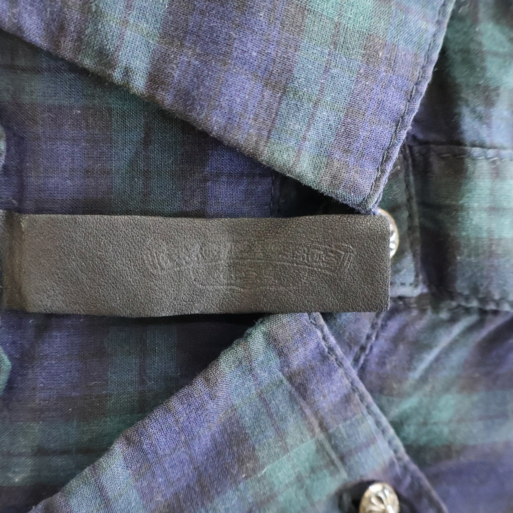 CHROME HEARTS(クロムハーツ) Y NOT ワイノット クロスボールボタン 半袖チェックシャツ グリーン