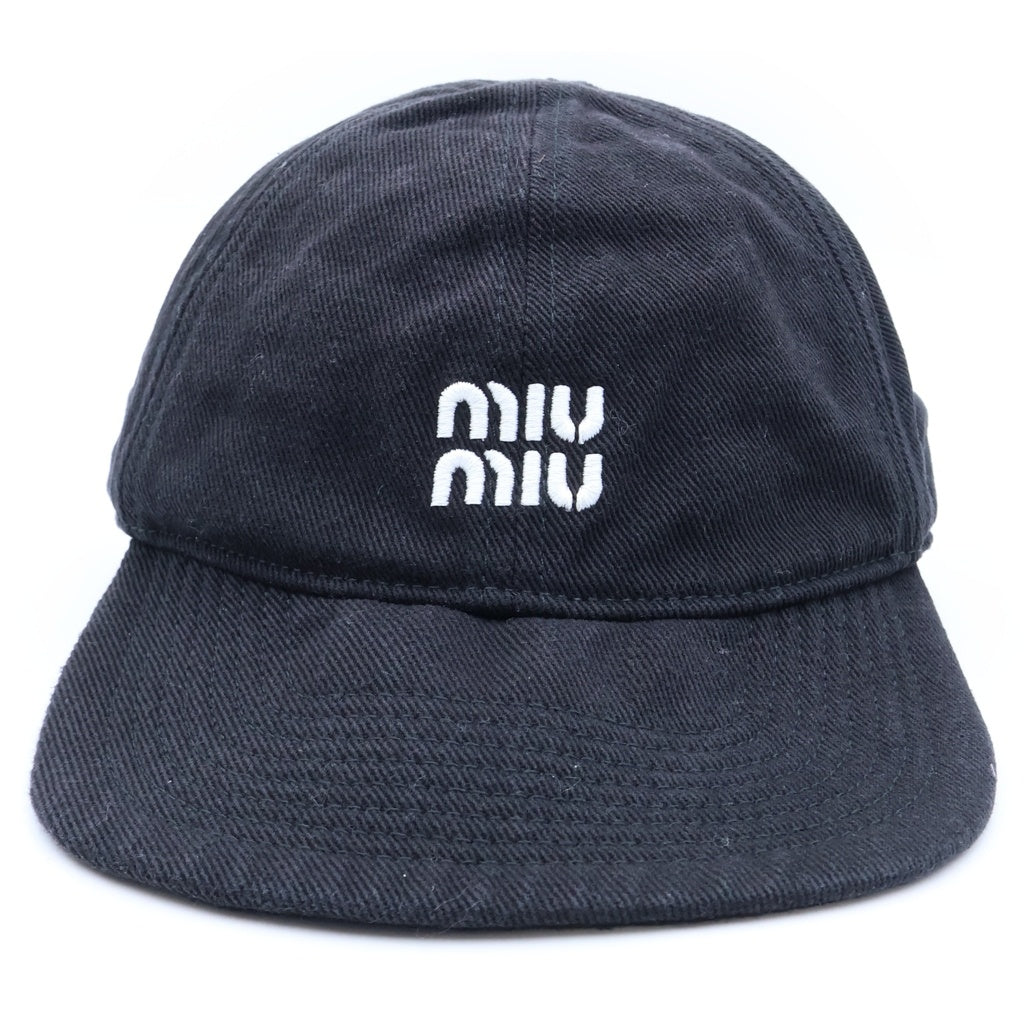miumiu(ミュウミュウ) ロゴ刺繍 ベースボールキャップ 帽子 ブラック 5HC369 レディース