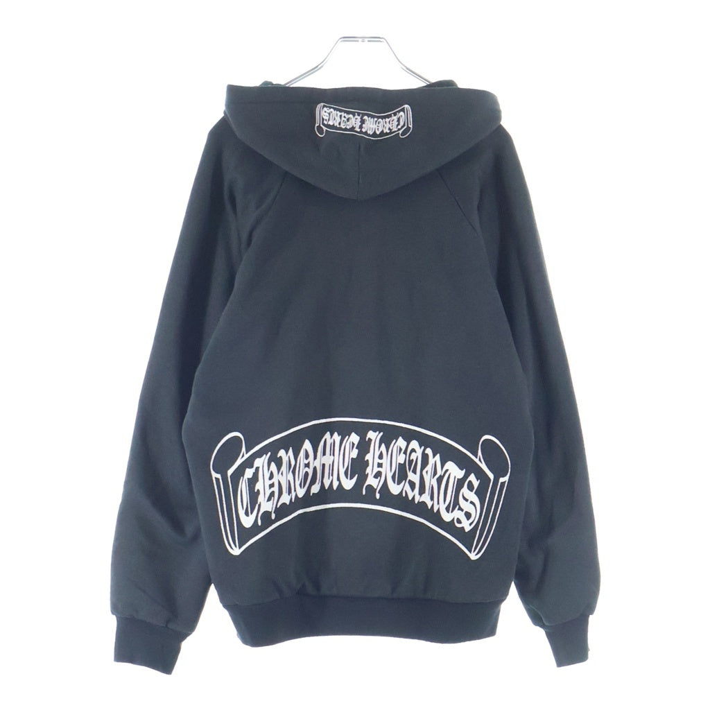 CHROME HEARTS(クロムハーツ) OLD THRML SWTSHRT HD ZIP 裏地サーマル バックスクロールプリント ダガージップアップパーカー ブラック