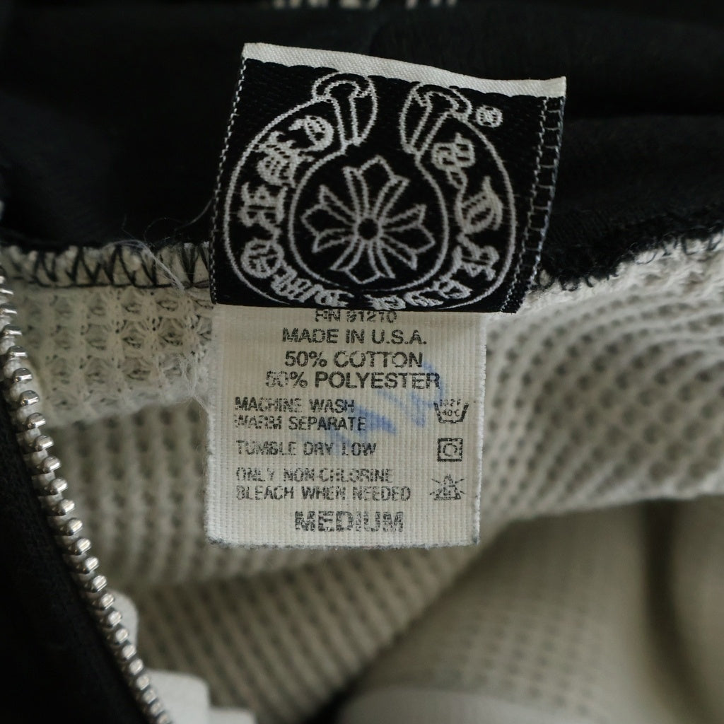 CHROME HEARTS(クロムハーツ) OLD THRML SWTSHRT HD ZIP 裏地サーマル バックスクロールプリント ダガージップアップパーカー ブラック
