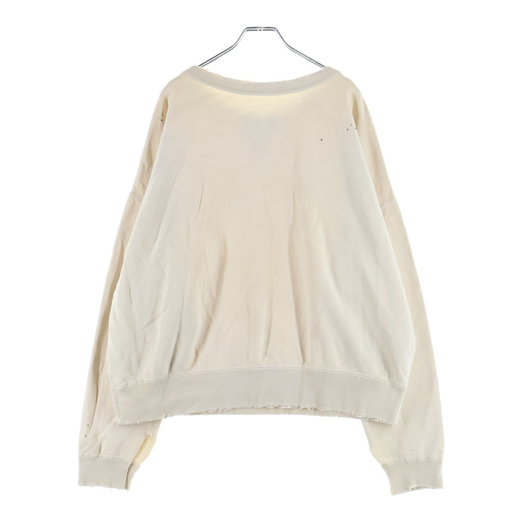 Maison Margiela(メゾンマルジェラ) 24SS Washed Vintage Sweat ウォッシュド ペンキ加工 クルーネックトレーナー スウェット アイボリー S50GU0214