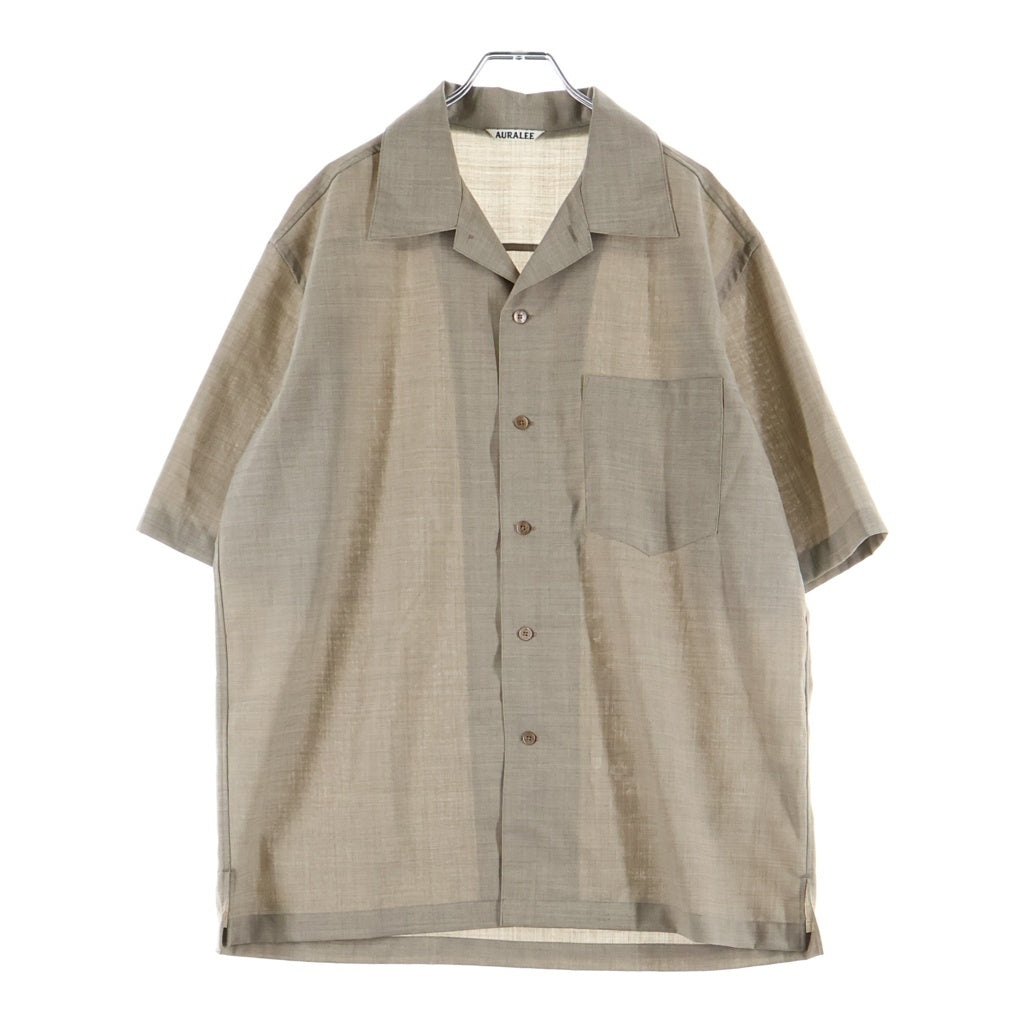AURALEE(オーラリー) 25SS SUPER FINE TROPICAL WOOL OPEN COLLAR HALF SLEEVED SHIRT トロピカルウール オープンカラー 半袖シャツ ブラウン A25SS02WT