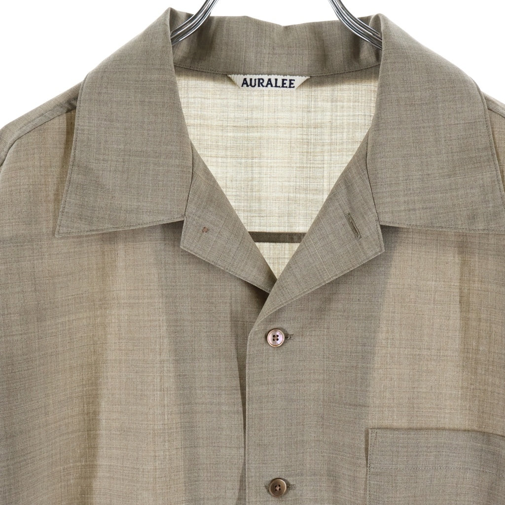 AURALEE(オーラリー) 25SS SUPER FINE TROPICAL WOOL OPEN COLLAR HALF SLEEVED SHIRT トロピカルウール オープンカラー 半袖シャツ ブラウン A25SS02WT