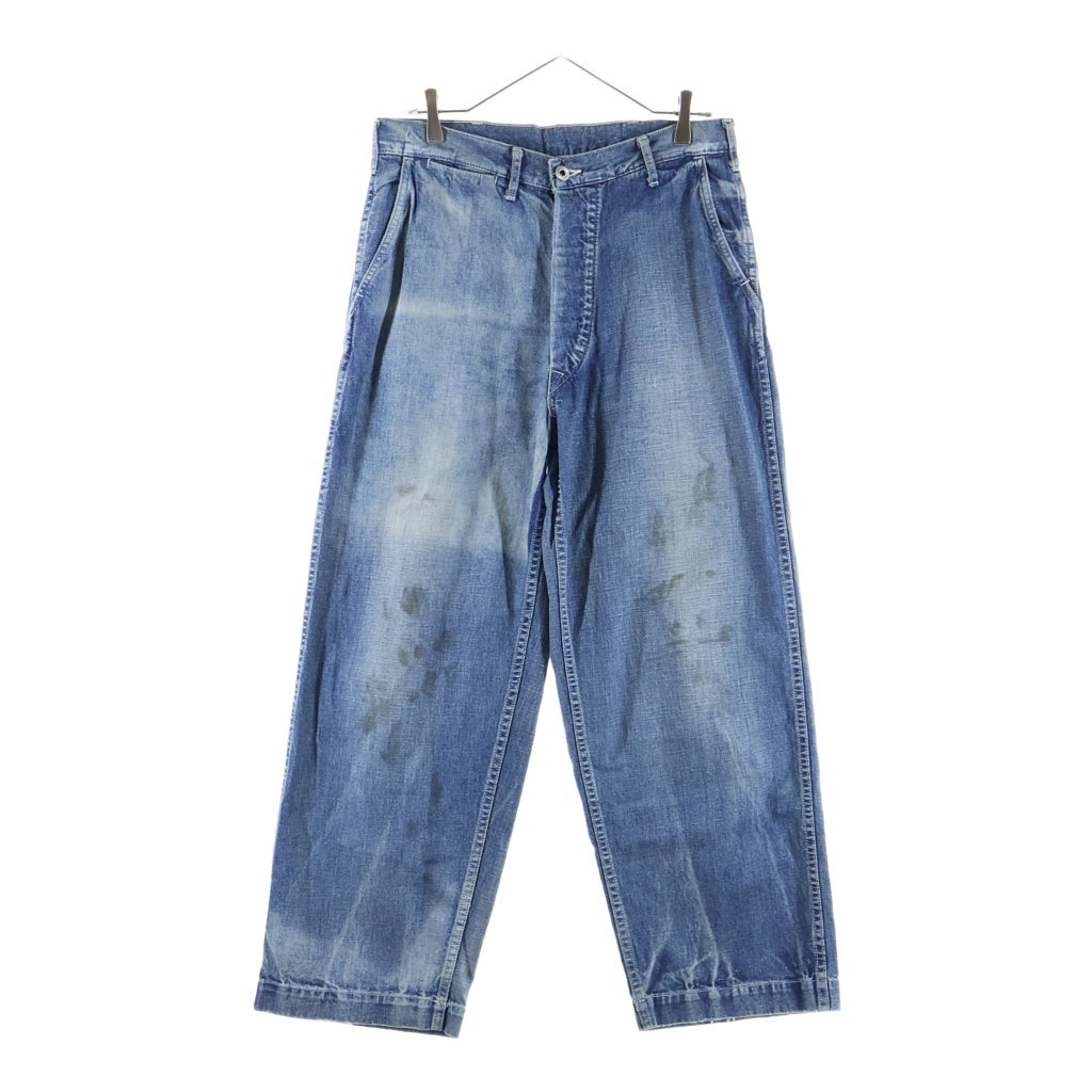 A.PRESSE(アプレッセ) 25SS US ARMY DUNGAREE DENIM TROUSERS ダメージ加工 ボタンフライ デニムパンツ インディゴ 25SAP-04-07K