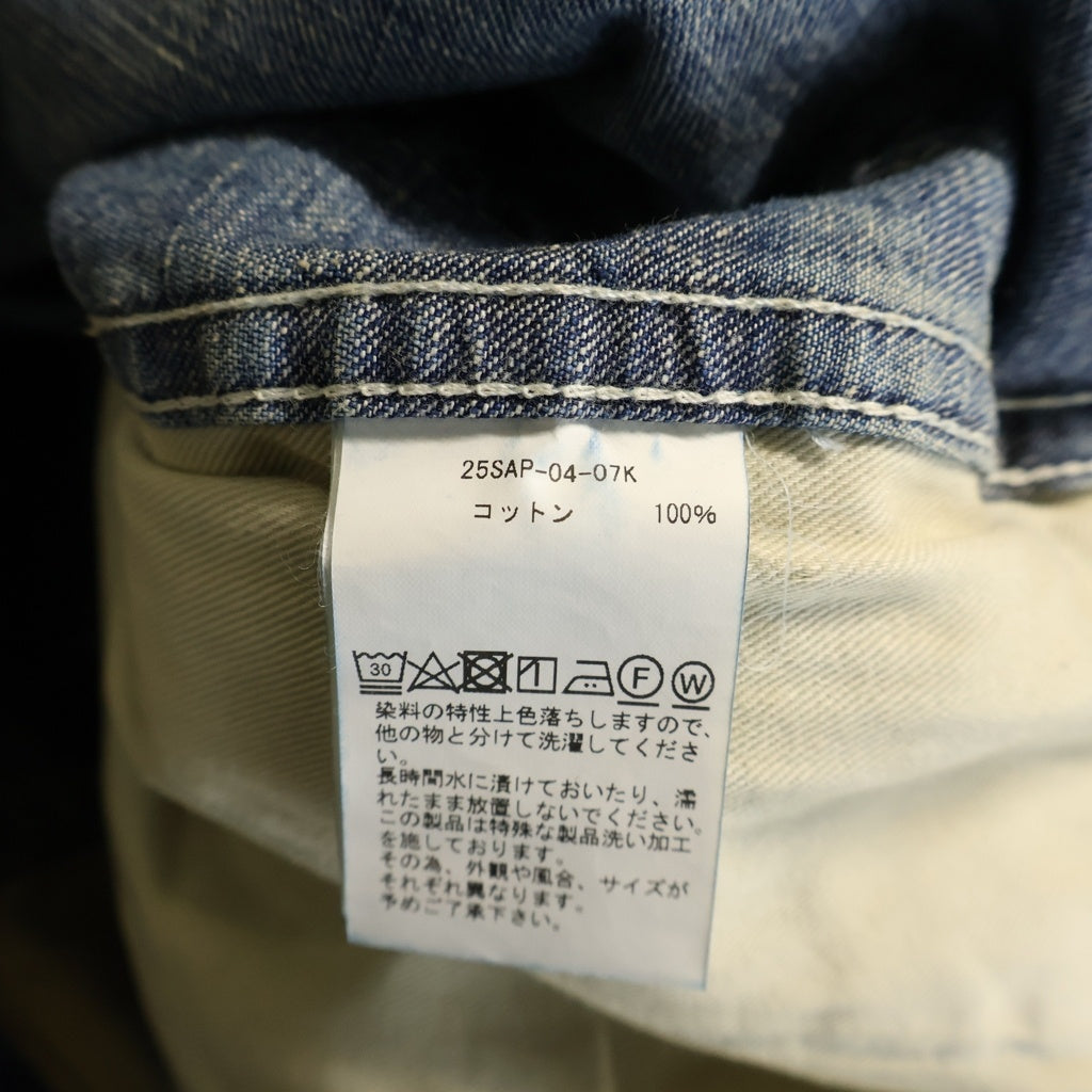 A.PRESSE(アプレッセ) 25SS US ARMY DUNGAREE DENIM TROUSERS ダメージ加工 ボタンフライ デニムパンツ インディゴ 25SAP-04-07K