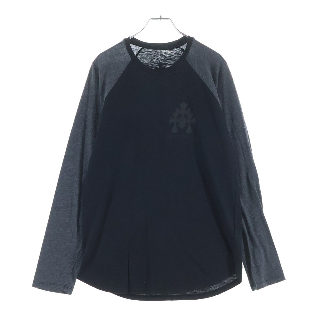 CHROME HEARTS(クロムハーツ) CEMETWRY CROSS RAGLAN T-SHIRT セメタリークロス ラグランロングスリーブTシャツ ブラック/グレー S