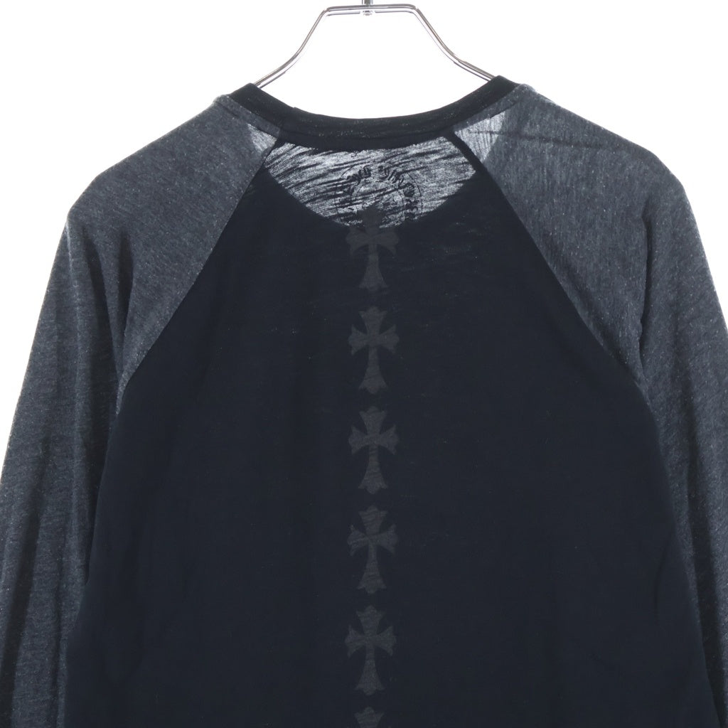 CHROME HEARTS(クロムハーツ) CEMETWRY CROSS RAGLAN T-SHIRT セメタリークロス ラグランロングスリーブTシャツ ブラック/グレー S