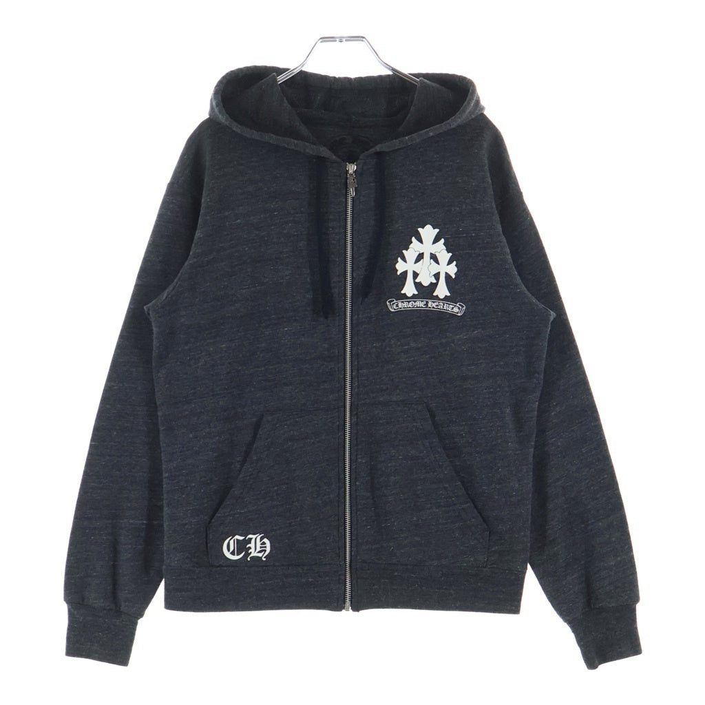 CHROME HEARTS(クロムハーツ) CEMETWRY CROSS ZIP UP HOODIE セメタリークロス ジップアップフーディー パーカー グレー S