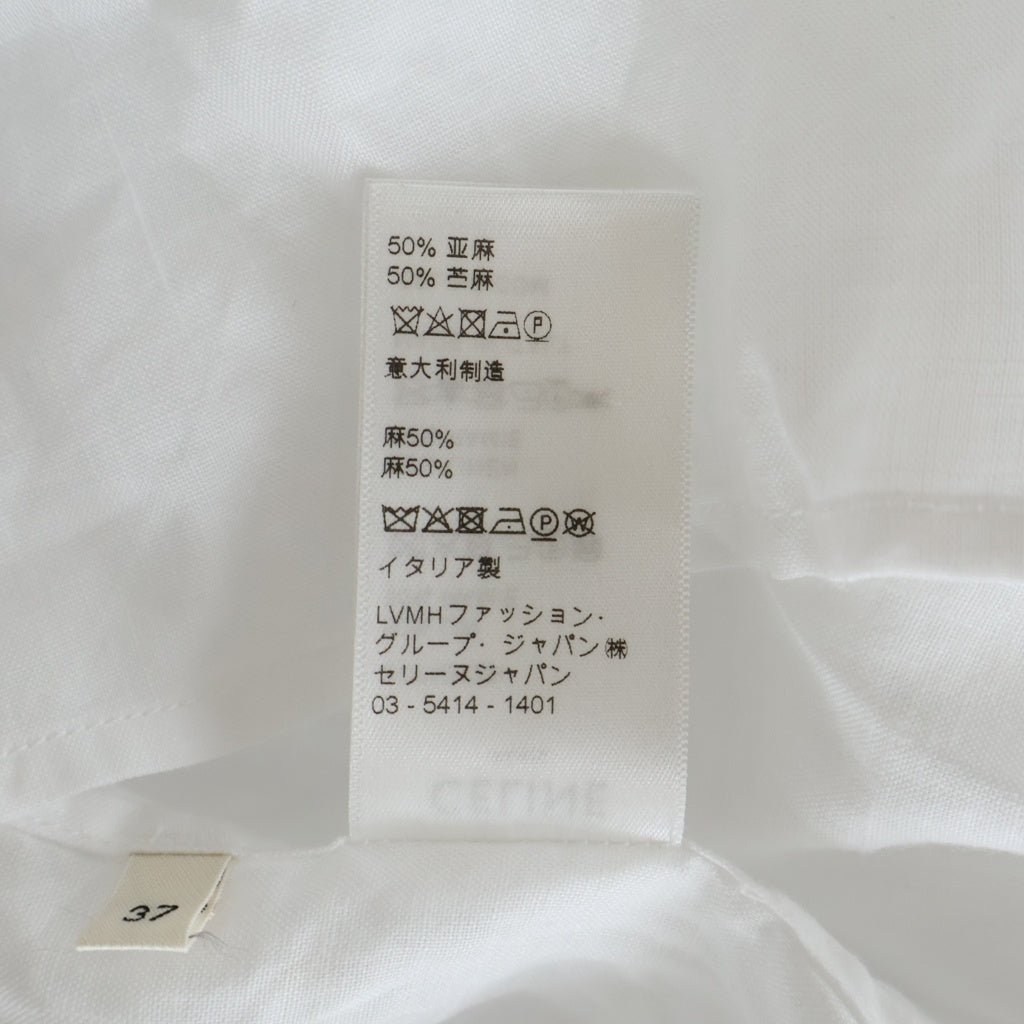 CELINE(セリーヌ) ノーカラー 長袖シャツワンピース ホワイト 2C710123I レディース