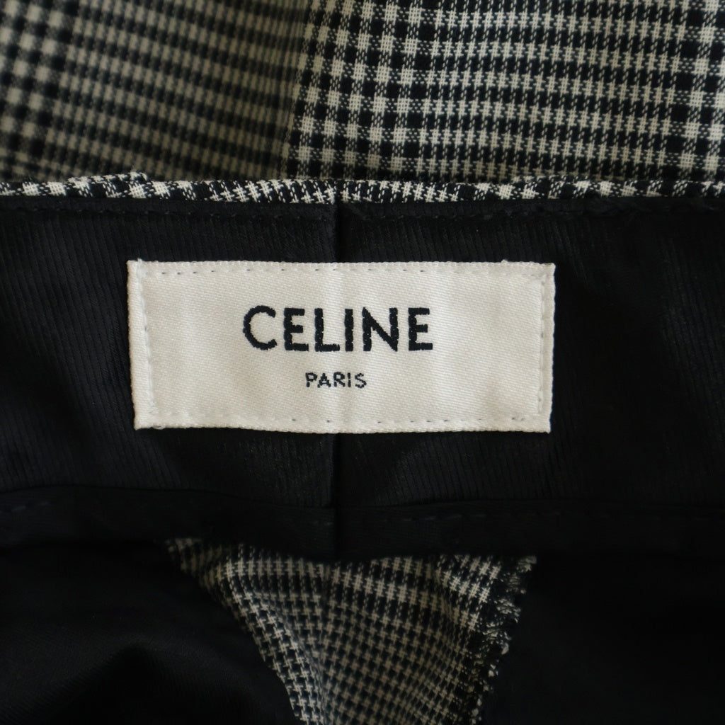 CELINE(セリーヌ) グレンチェック センタープレス フレアパンツ グレー 2P032709T