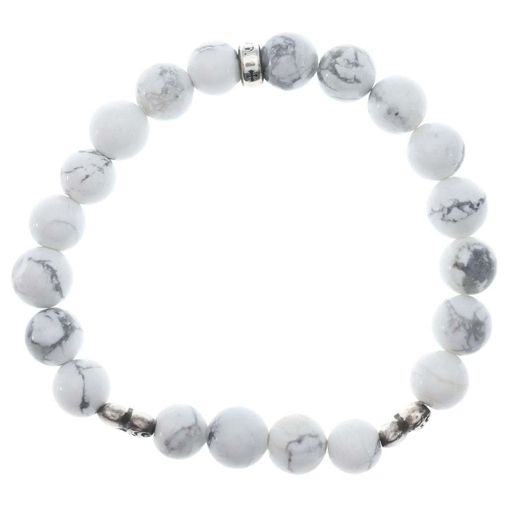 CHROME HEARTS(クロムハーツ) 8mm BEAD ハートスタック ビーズブレスレット ホワイト