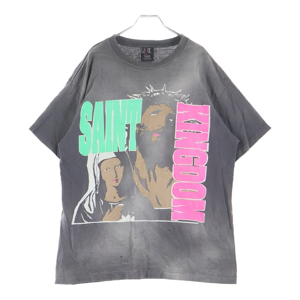 SAINT MICHAEL(セントマイケル) 24SS LM_SS TEE ST KINGDOM セントキングダム 半袖Tシャツ カットソー ブラック SM-YS8-0000-C45