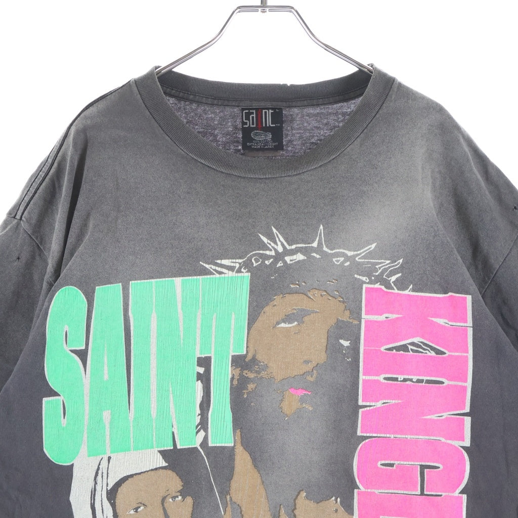 SAINT MICHAEL(セントマイケル) 24SS LM_SS TEE ST KINGDOM セントキングダム 半袖Tシャツ カットソー ブラック SM-YS8-0000-C45