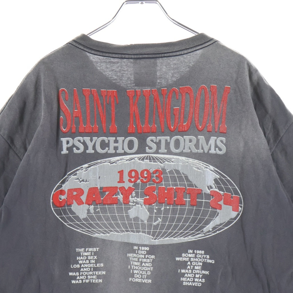 SAINT MICHAEL(セントマイケル) 24SS LM_SS TEE ST KINGDOM セントキングダム 半袖Tシャツ カットソー ブラック SM-YS8-0000-C45