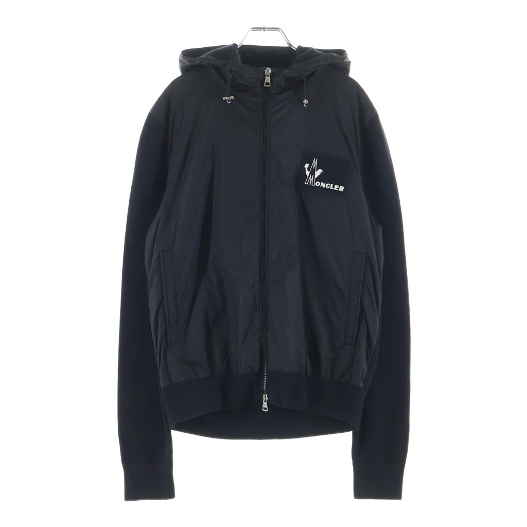 MONCLER(モンクレール) MAGLIONE TRICOT CARDIGAN アーム切り替え ナイロン ジップアップカーディガン ブラック E20919422400