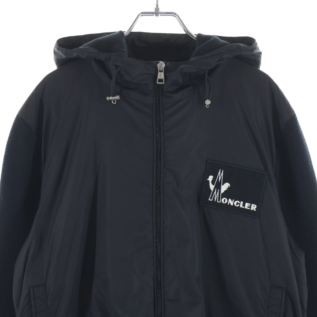MONCLER(モンクレール) MAGLIONE TRICOT CARDIGAN アーム切り替え ナイロン ジップアップカーディガン ブラック E20919422400