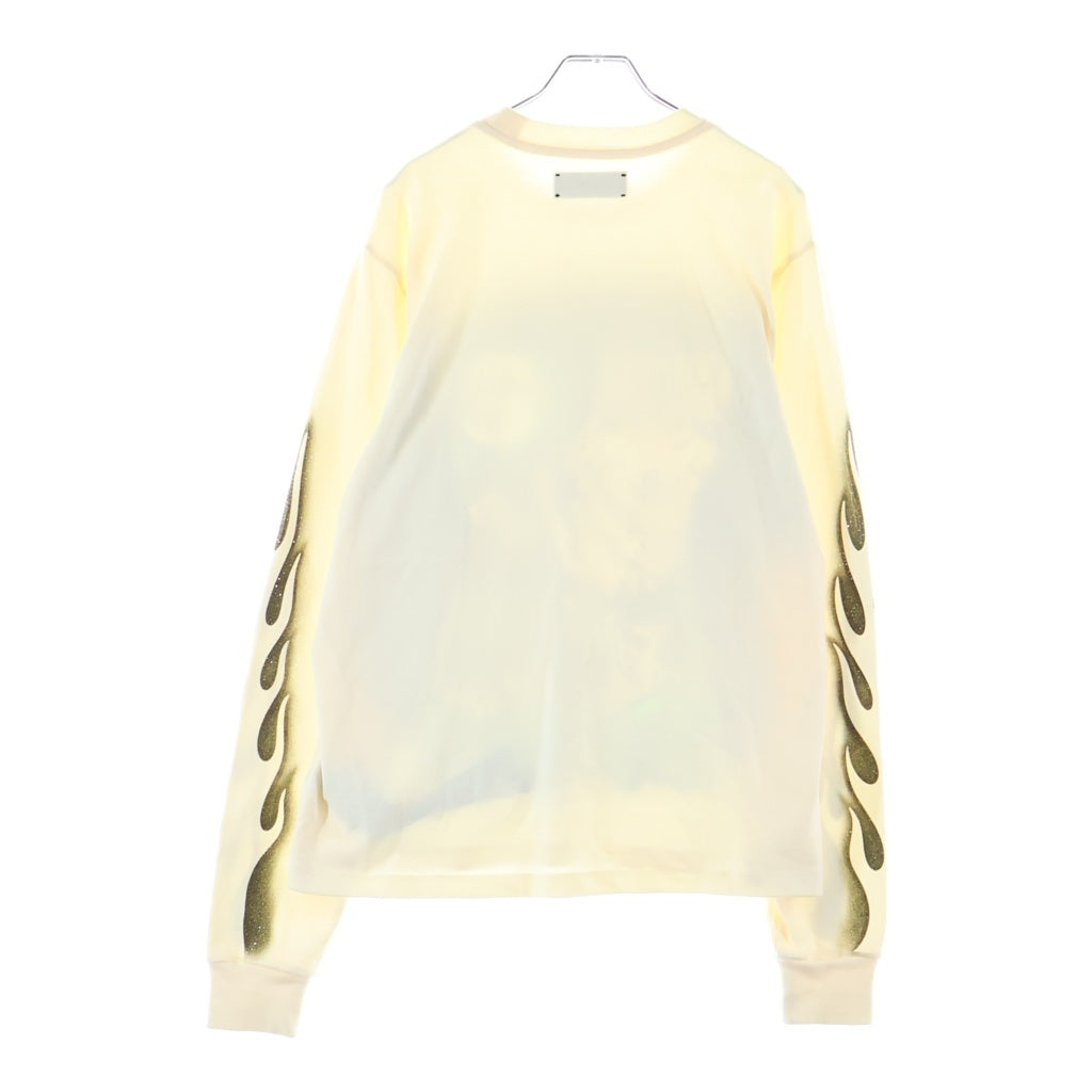 AMIRI(アミリ) ラインストーンウルフグラフィックプリント長袖Tシャツ カットソー ホワイト