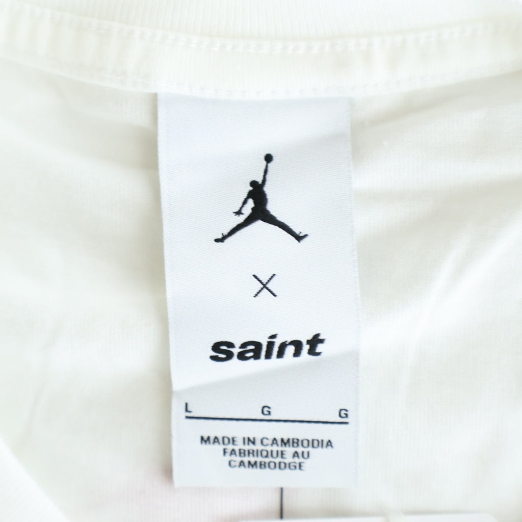 SAINT MICHAEL(セントマイケル) 26SS ×JORDAN BRAND M J SM S/S Tee ×ジョーダンブランド フロントロゴプリント半袖Tシャツ カットソー ホワイト SM-MK8-0000-J07