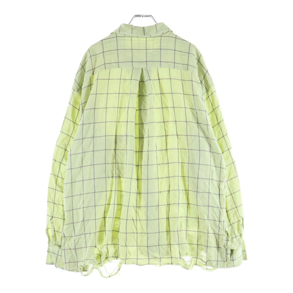 ANCELLM(アンセルム) RAYON CHECK CRASH LS SHIRT レーヨンオンブレチェック長袖シャツ グリーン ANC-SH28-A