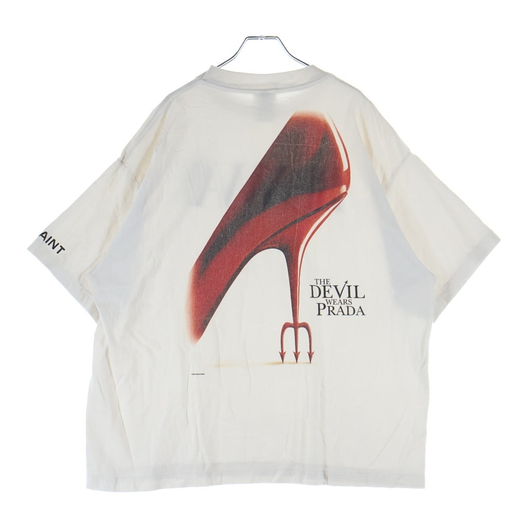 SAINT MICHAEL(セントマイケル) 26AW ×THE DEVIL WEARS PRADA プラダを着た悪魔 ロゴデザイン クルーネック カットソー 半袖Tシャツ ホワイト SM-MK1ー0000-K01