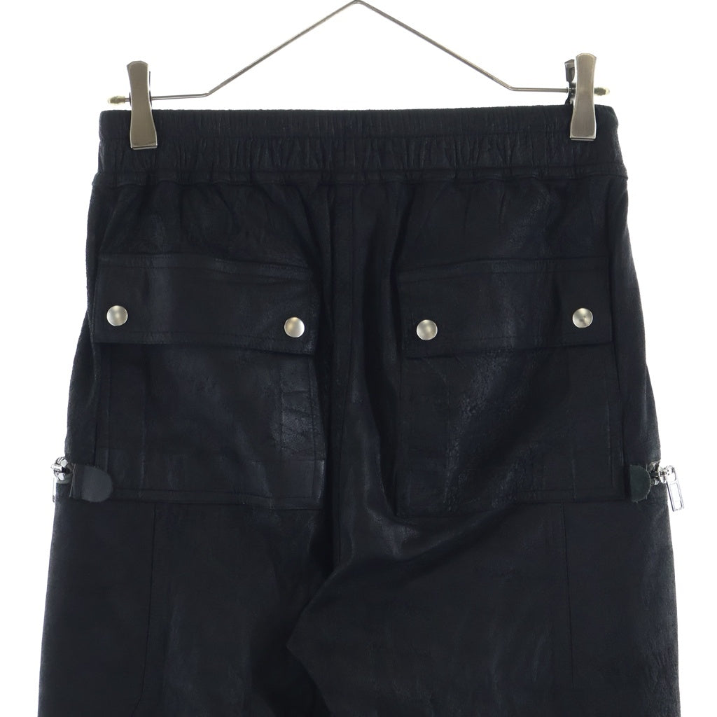 Rick Owens(リックオウエンス) BAUHAUS CARGO バウハウス ドローストリング レザー カーゴパンツ ブラック RU01B1377-LBA