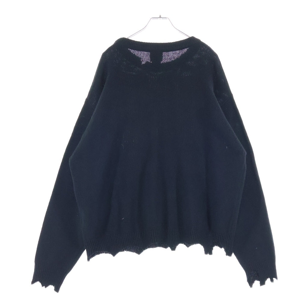 SAINT MICHAEL(セントマイケル) KLF CREW NEECK KNIT ロゴデザイン クルーネック ニット セーター ブラック SM-HR1-0000-C08