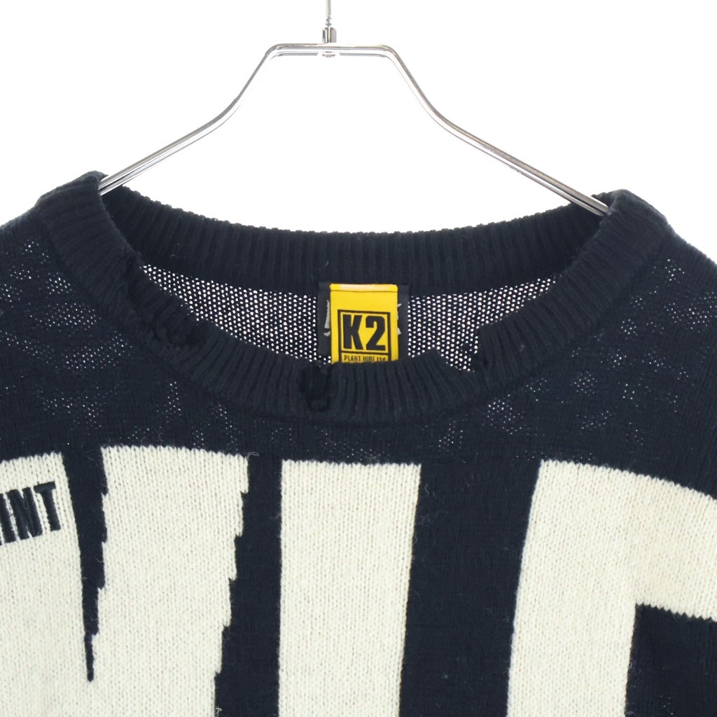 SAINT MICHAEL(セントマイケル) KLF CREW NEECK KNIT ロゴデザイン クルーネック ニット セーター ブラック SM-HR1-0000-C08