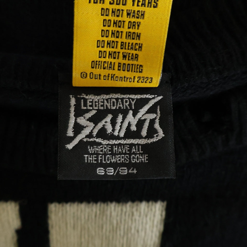 SAINT MICHAEL(セントマイケル) KLF CREW NEECK KNIT ロゴデザイン クルーネック ニット セーター ブラック SM-HR1-0000-C08