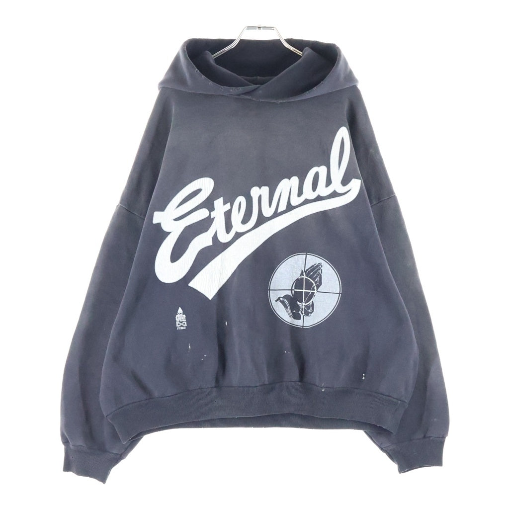 SAINT MICHAEL(セントマイケル) ×FEAR HOODIE SNT OF GOD フェアーオブゴット ビンテージ加工 フーデッド スウェット パーカー ブラック SM-HR8-0000-C03