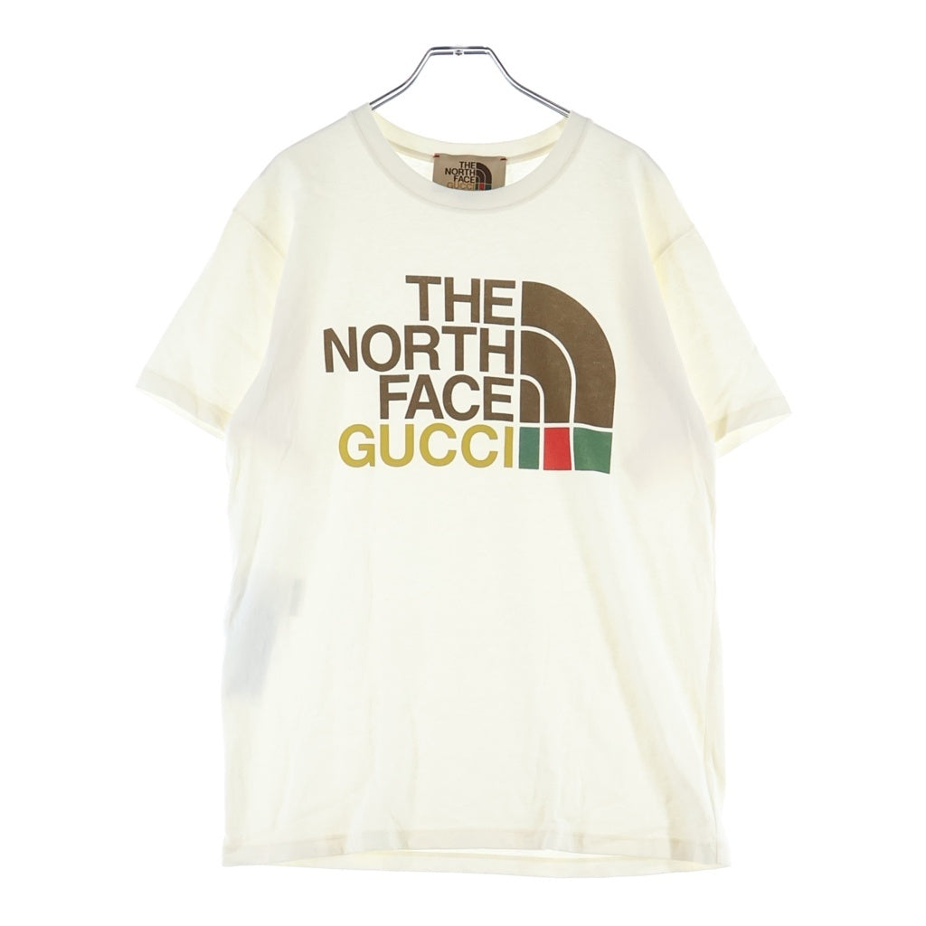 GUCCI(グッチ) ×THE NORTH FACE Oversize T-Shirt ノースフェイス ダブルネームロゴ クルーネック カットソー 半袖Tシャツ アイボリー 615044 XJDBZ