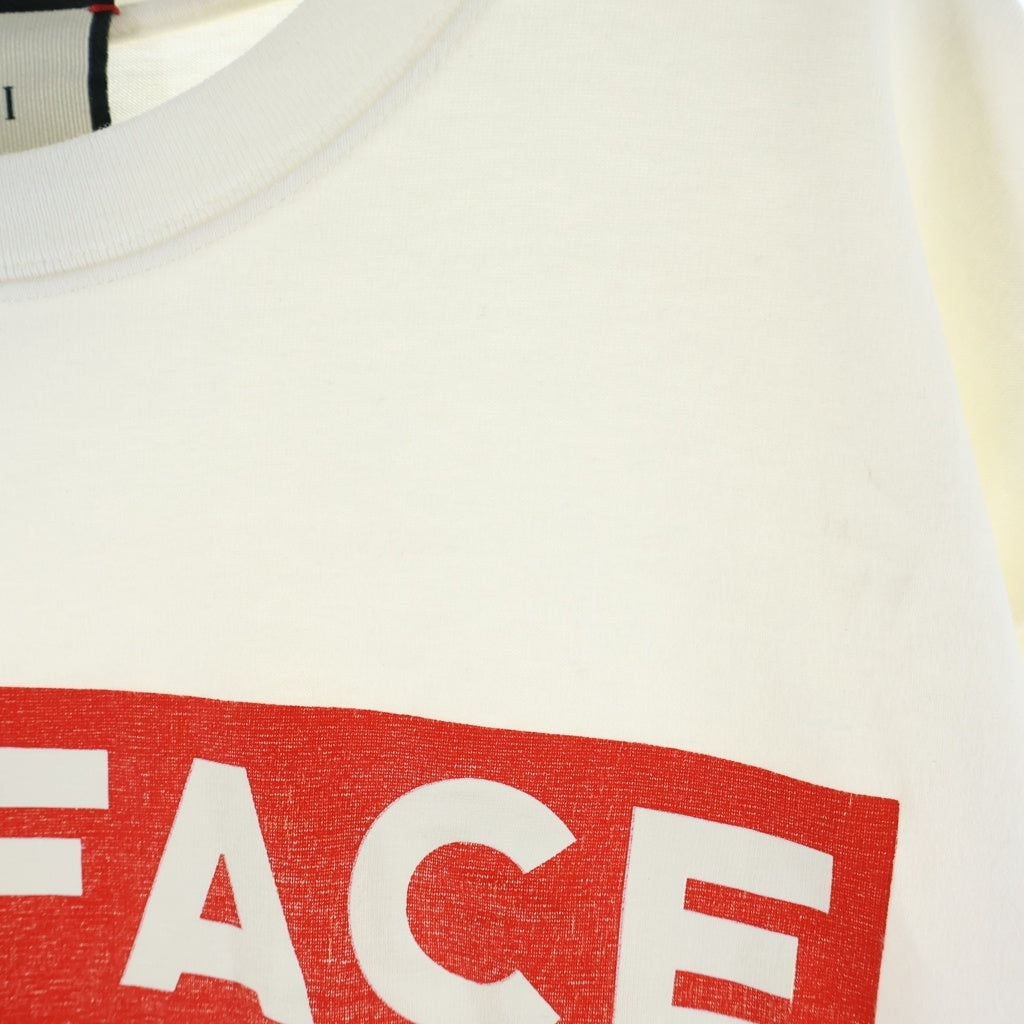 GUCCI(グッチ) THE FACE ザ フェイス ロゴデザイン クルーネック カットソー 半袖Tシャツ ホワイト 565806-XJBCS