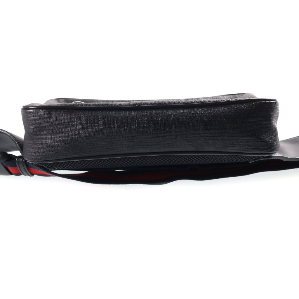 GUCCI(グッチ) GGスプリーム シェリーライン PVCコーティングキャンバス ウエストバッグ ブラック 474293