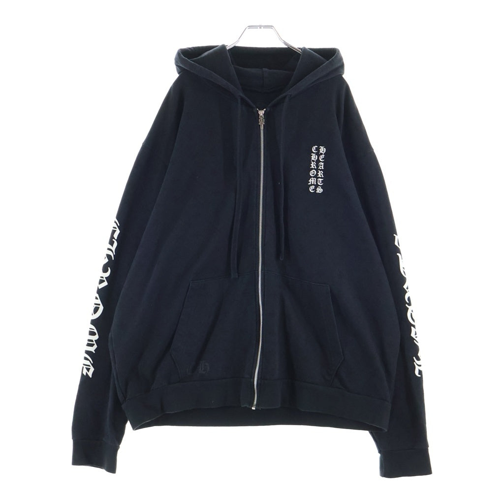 CHROME HEARTS(クロムハーツ) SWTSHRT HD ZIP CHプラス総柄 バックホースプリント ジップアップパーカー ブラック
