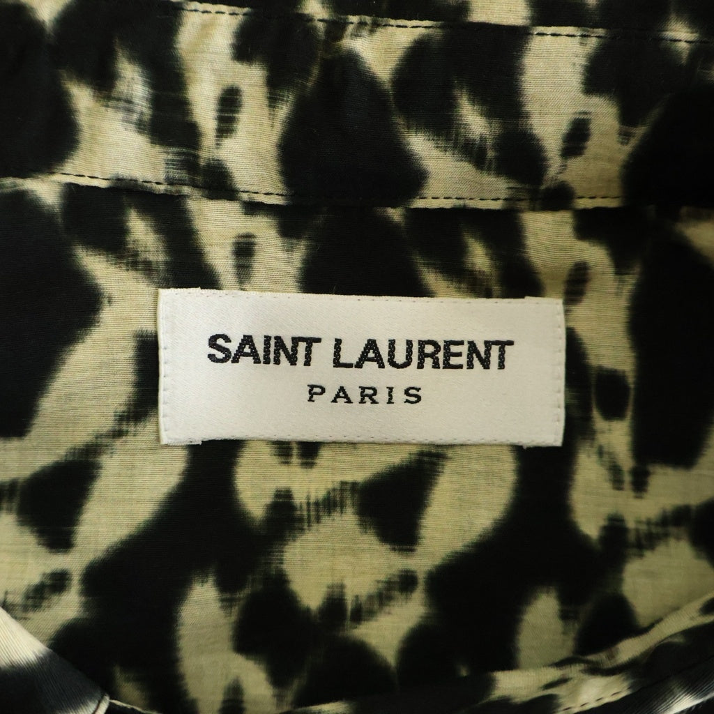 SAINT LAURENT PARIS(サンローランパリ) 総柄レーヨンシルク半袖シャツ ブラック/イエロー 601070 Y2G02