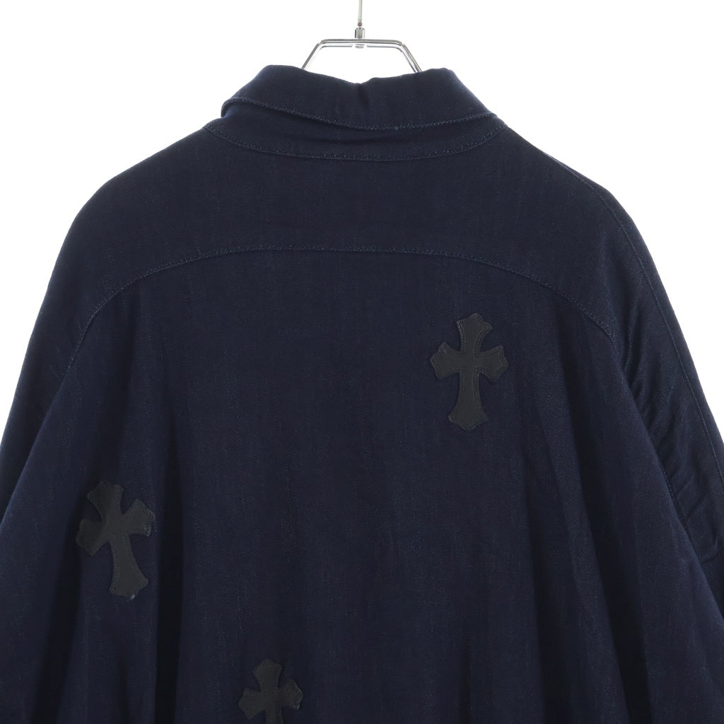 CHROME HEARTS(クロムハーツ) Y NOT MAHAL KITA ワイノット マハルキタ セメタリークロスパッチ クロスボタン オーバーサイズ デニム 長袖シャツ インディゴ
