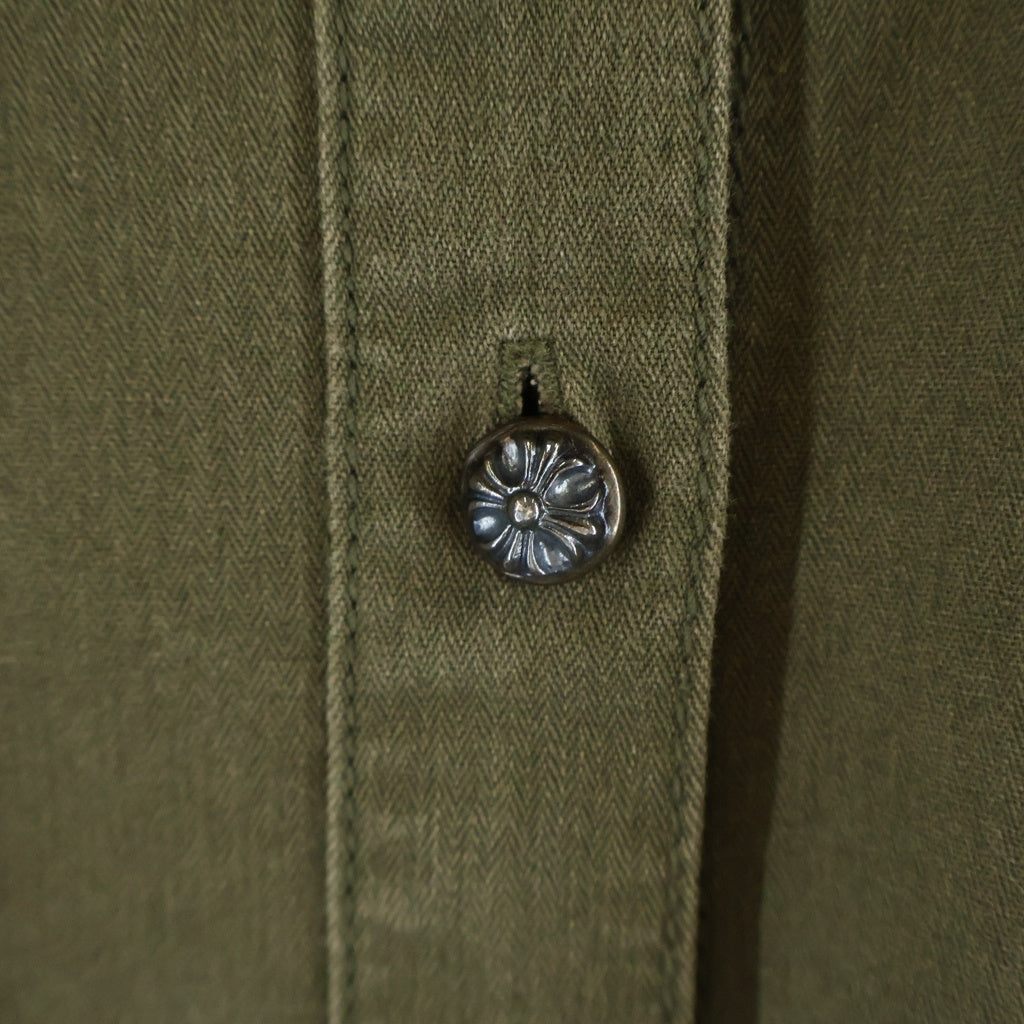 CHROME HEARTS(クロムハーツ) Y NOT MAHAL KITA ワイノット マハルキタ セメタリークロスパッチ クロスボタン オーバーサイズ長袖シャツ ブラック/カーキ