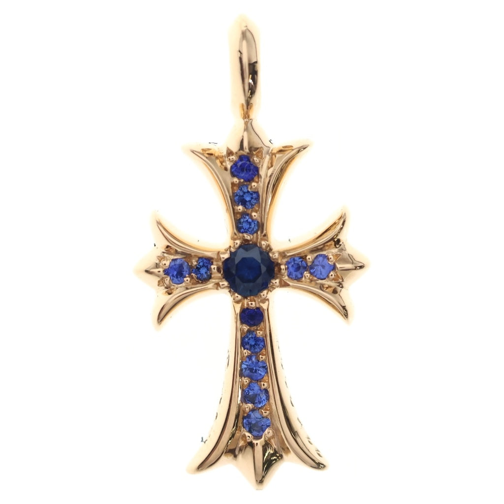 CHROME HEARTS(クロムハーツ) 22K TNY CRSF P/SAP タイニーファットクロス PAVEサファイア ペンダントトップ ゴールドBCA426