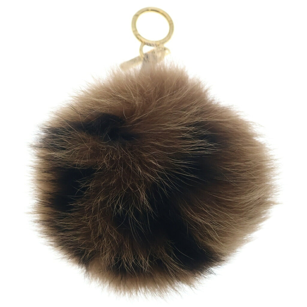 FENDI(フェンディ) ポンポンファー チャーム ストラップ ブラウン