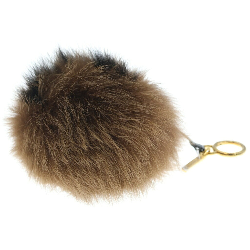FENDI(フェンディ) ポンポンファー チャーム ストラップ ブラウン