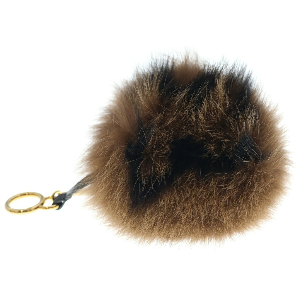 FENDI(フェンディ) ポンポンファー チャーム ストラップ ブラウン