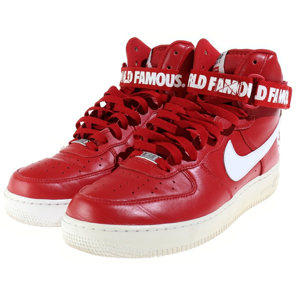 NIKE(ナイキ) 14AW ×SUPREME AIR FORCE 1 HIGH WORLD FAMOUS エアフォース1 ハイ ワールド フェイマス ハイカットスニーカー ホワイト/レッド US11/29cm 698696 610