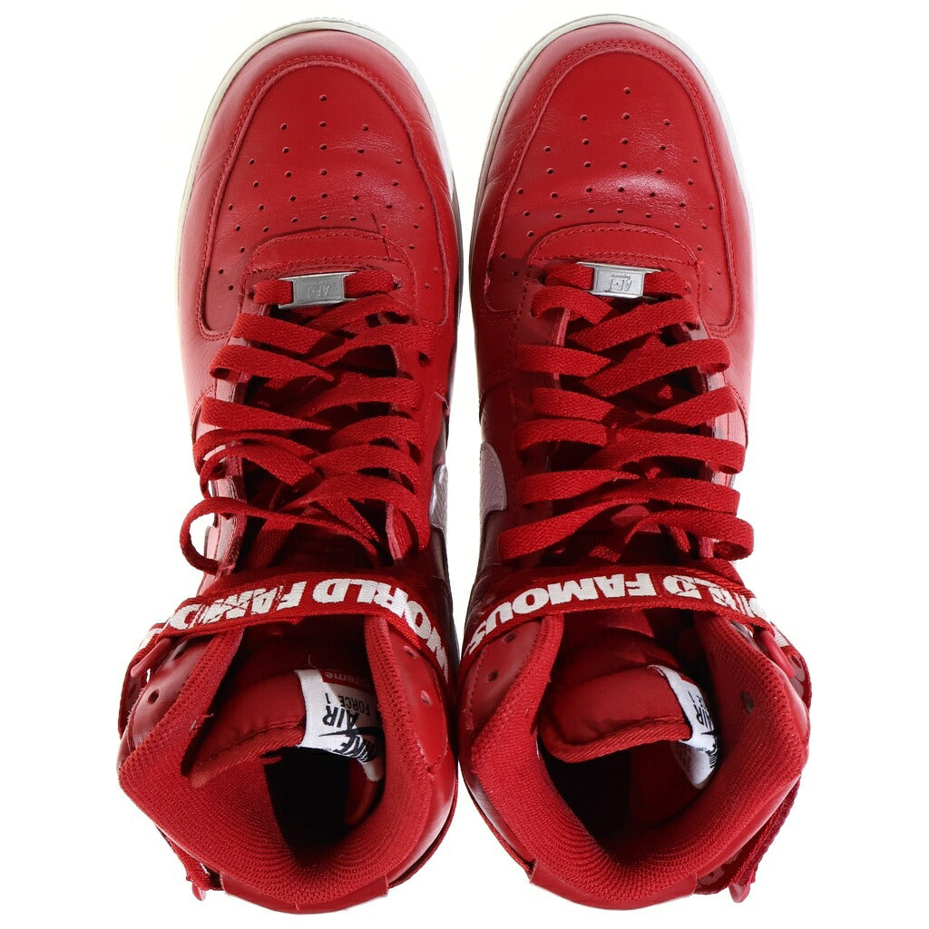 NIKE(ナイキ) 14AW ×SUPREME AIR FORCE 1 HIGH WORLD FAMOUS エアフォース1 ハイ ワールド フェイマス ハイカットスニーカー ホワイト/レッド US11/29cm 698696 610
