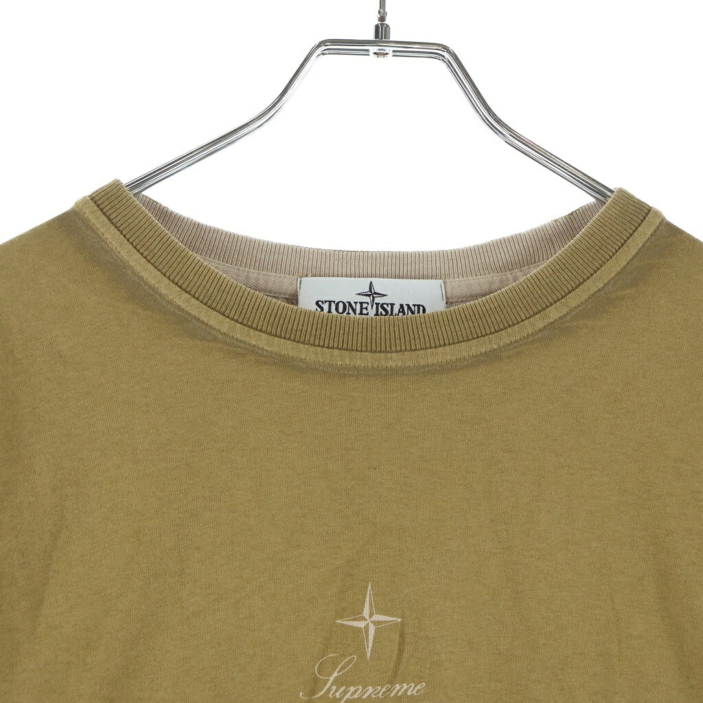 SUPREME(シュプリーム) ×STONE ISLAND L/S TEE ×ストーンアイランド フロントロゴプリント長袖Tシャツ カットソー ブラウン/ベージュ 7925201S6