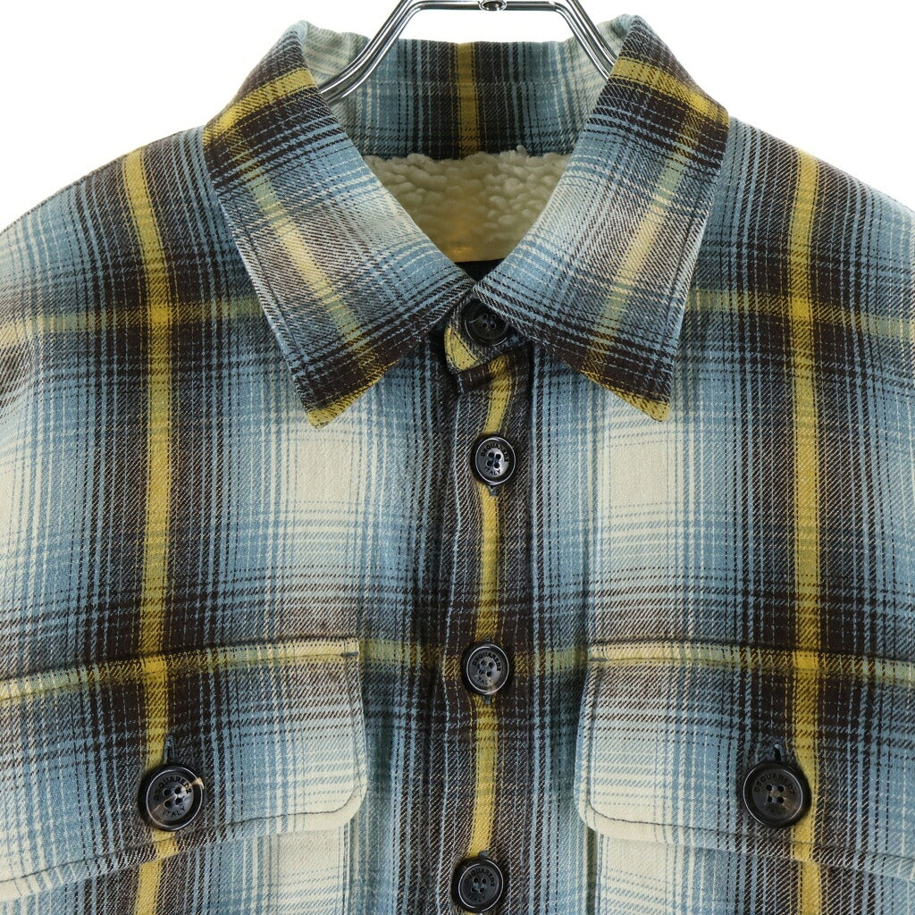 DSQUARED2(ディースクエアード) 19AW Padded Check Long Sleeve Shirt 裏ボアパデッドチェック長袖シャツジャケット ブルー/ブラウン S72DL0620 S52230