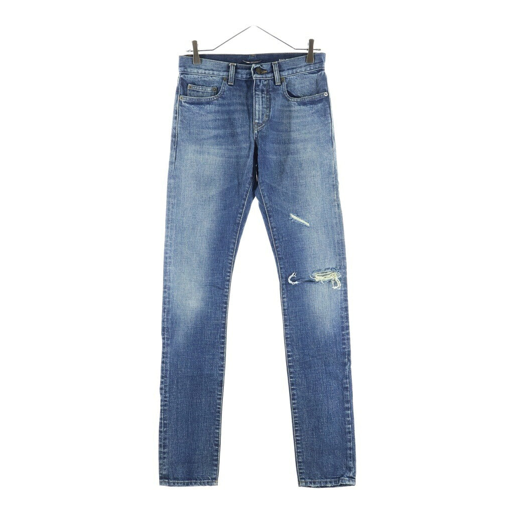 SAINT LAURENT PARIS(サンローランパリ) 16SS エディ期 ダメージ加工 ジップアップ スキニーデニムパンツ インディゴ 420244Y839L