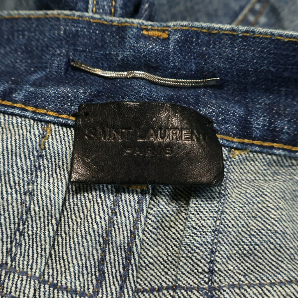 SAINT LAURENT PARIS(サンローランパリ) 16SS エディ期 ダメージ加工 ジップアップ スキニーデニムパンツ インディゴ 420244Y839L