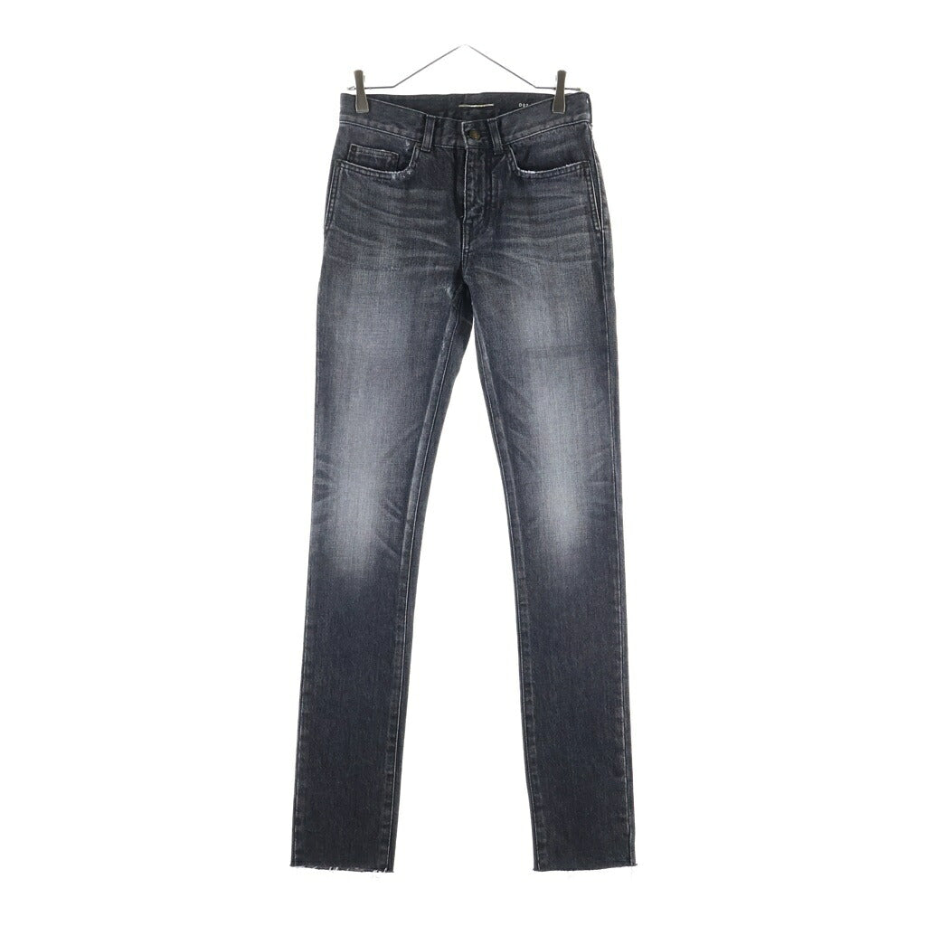 SAINT LAURENT PARIS(サンローランパリ) ヴァカレロ期 ダメージ加工 ジップアップ スキニー デニムパンツ ブラック 527503 YB867